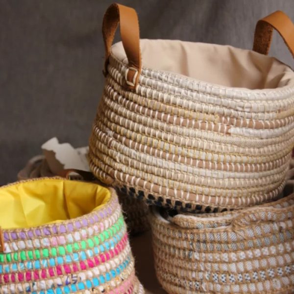 Basket with Leather Handles