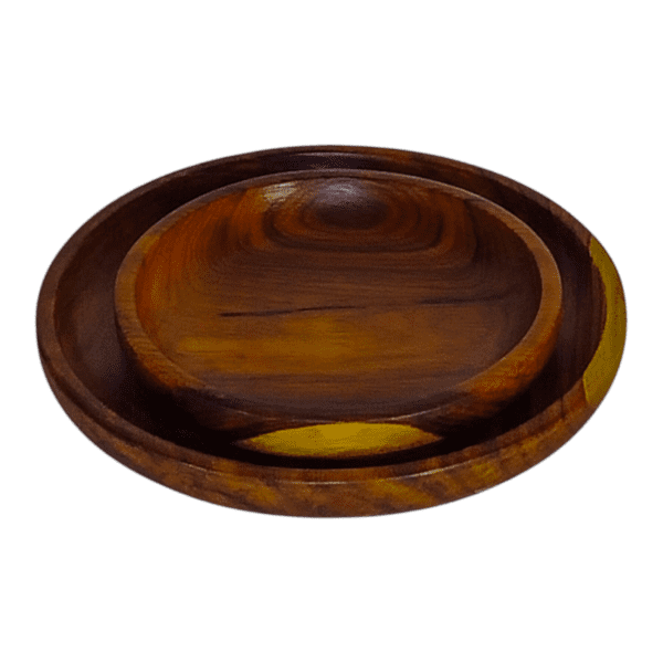 Round Wooden Plate Set