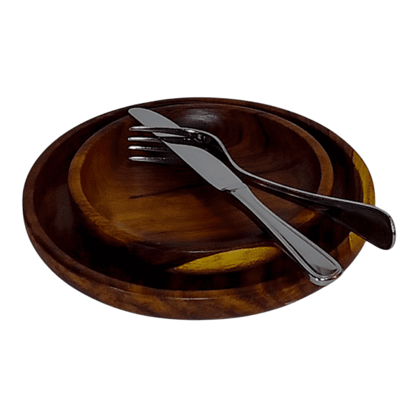 Round Wooden Plate Set