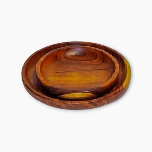 Round Wooden Plate Set