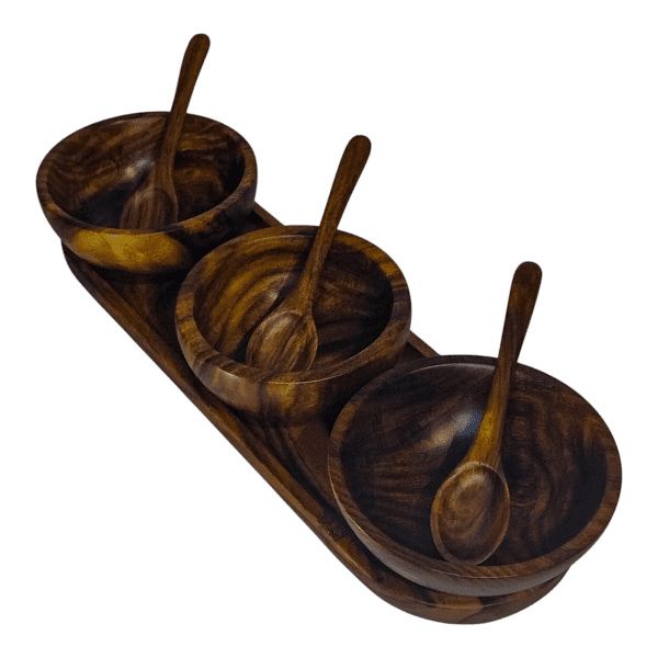 Handcrafted wooden serving set