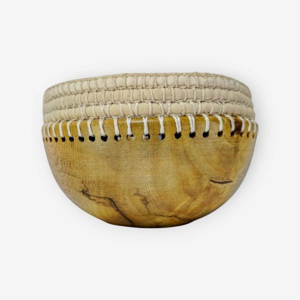 Wooden Bowl with Crochet