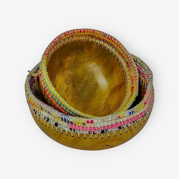 Wooden Bowl with Crochet