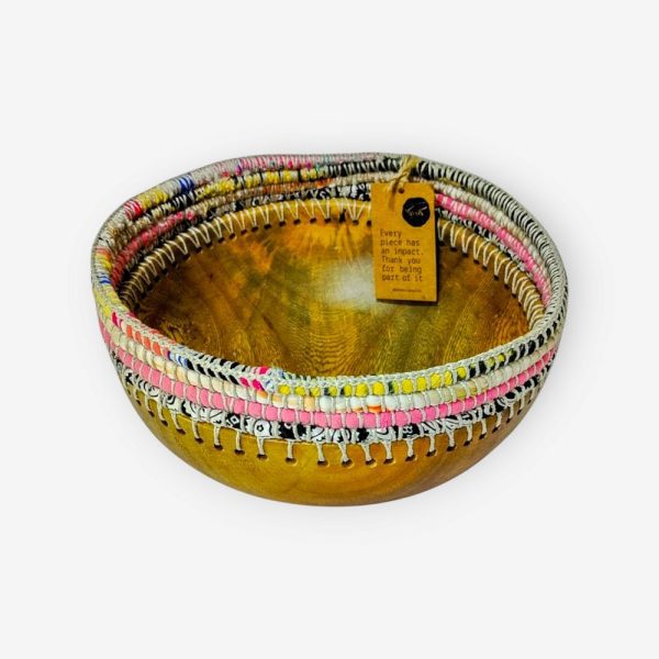 Wooden Bowl with Crochet