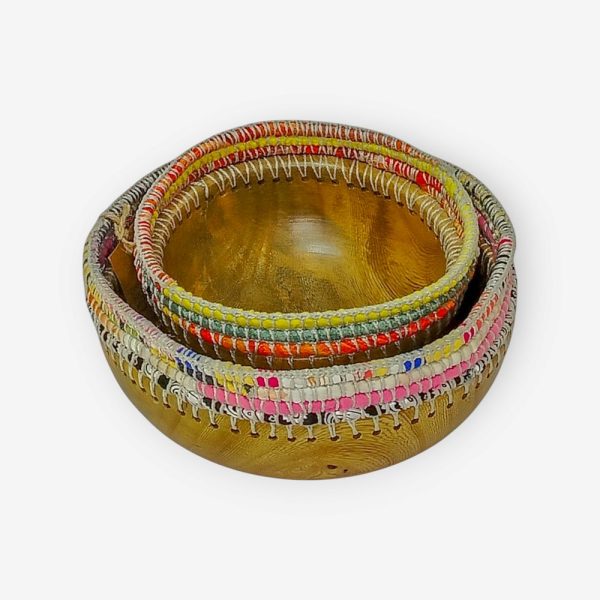 Wooden Bowl with Crochet