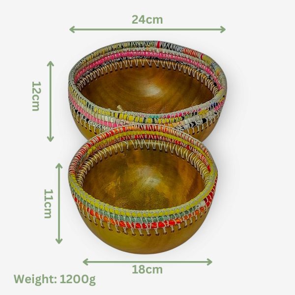 Wooden Bowl with Crochet