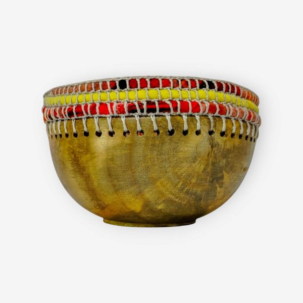 Wooden Bowl with Crochet