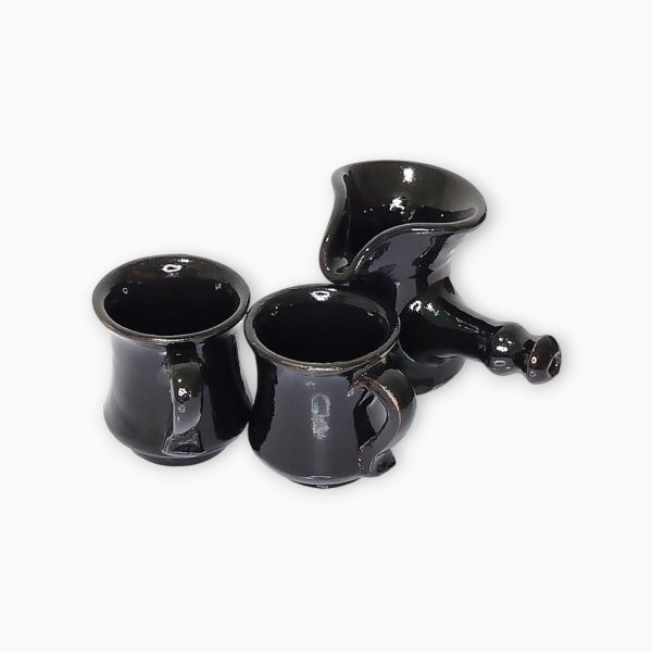 Traditional Egyptian Black Pottery Coffee Set