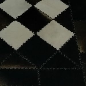 Handmade Egyptian Checkerboard Patchwork Cowhide Rug
