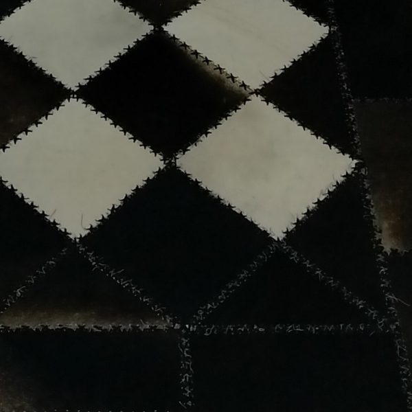 Handmade Egyptian Checkerboard Patchwork Cowhide Rug