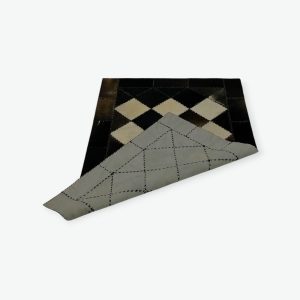 Handmade Egyptian Checkerboard Patchwork Cowhide Rug