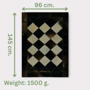 Handmade Egyptian Checkerboard Patchwork Cowhide Rug