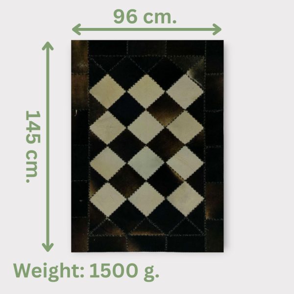 Handmade Egyptian Checkerboard Patchwork Cowhide Rug