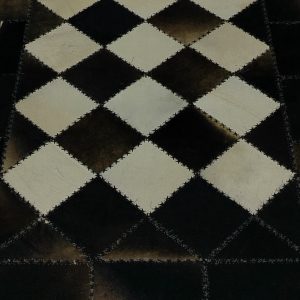 Handmade Egyptian Checkerboard Patchwork Cowhide Rug