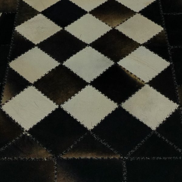 Handmade Egyptian Checkerboard Patchwork Cowhide Rug