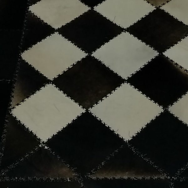 Handmade Egyptian Checkerboard Patchwork Cowhide Rug