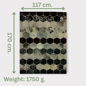 Handmade Egyptian Cowhide Hexagon Patchwork Rug