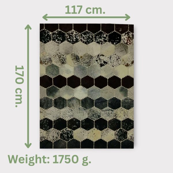 Handmade Egyptian Cowhide Hexagon Patchwork Rug