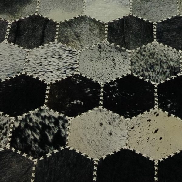 Handmade Egyptian Cowhide Hexagon Patchwork Rug