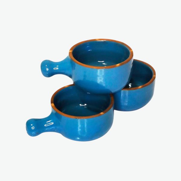 Handmade Egyptian Pottery Blue Soup Bowl Set