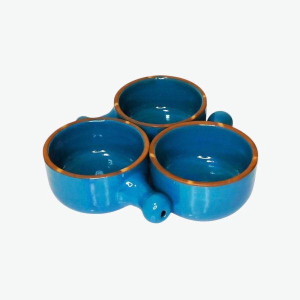 Handmade Egyptian Pottery Blue Soup Bowl Set