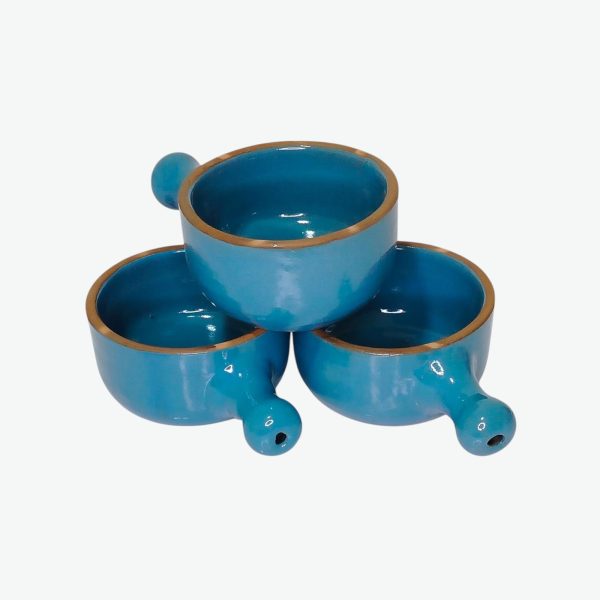 Handmade Egyptian Pottery Blue Soup Bowl Set