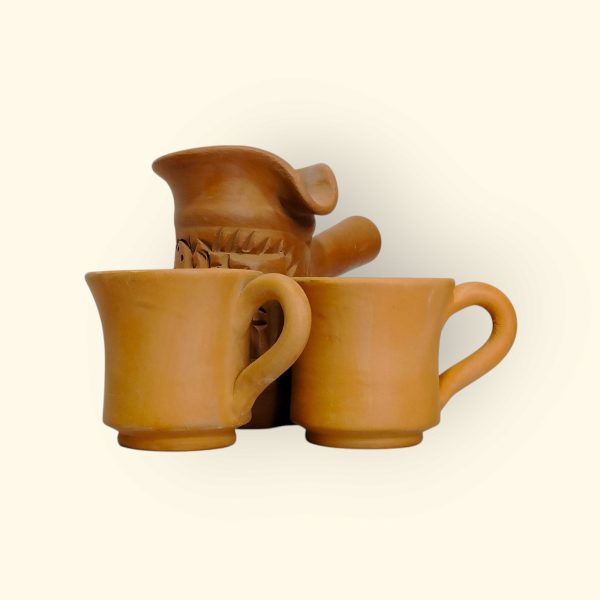 Authentic Egyptian Terracotta Coffee Set with Serving Pot
