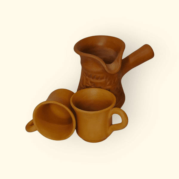 Authentic Egyptian Terracotta Coffee Set with Serving Pot