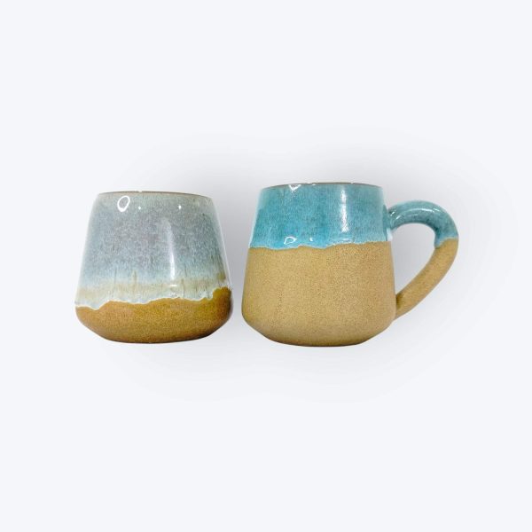 Ceramic Mugs with Serving Tray