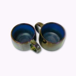 Large Iridescent Pottery Tea Mugs