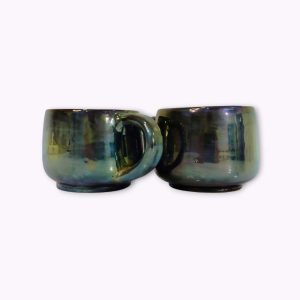 Large Iridescent Pottery Tea Mugs