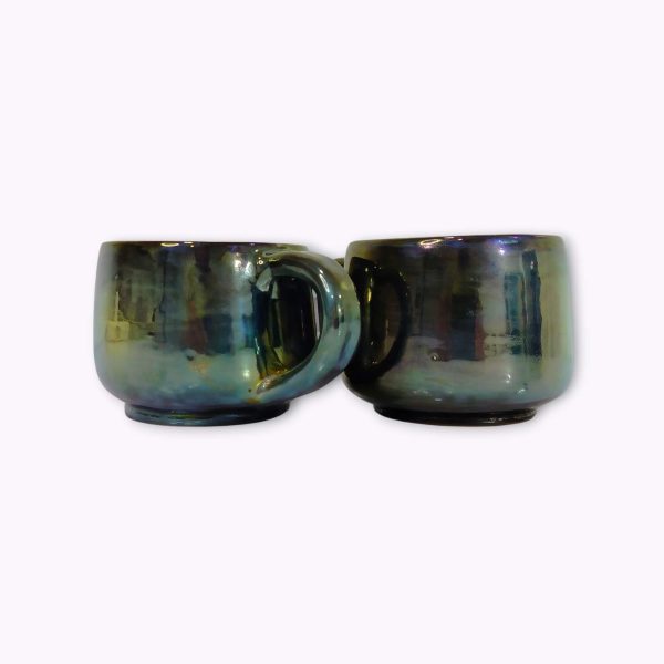 Large Iridescent Pottery Tea Mugs