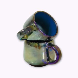 Large Iridescent Pottery Tea Mugs