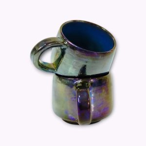 Large Iridescent Pottery Tea Mugs