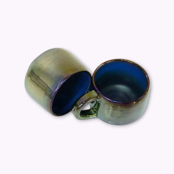 Large Iridescent Pottery Tea Mugs