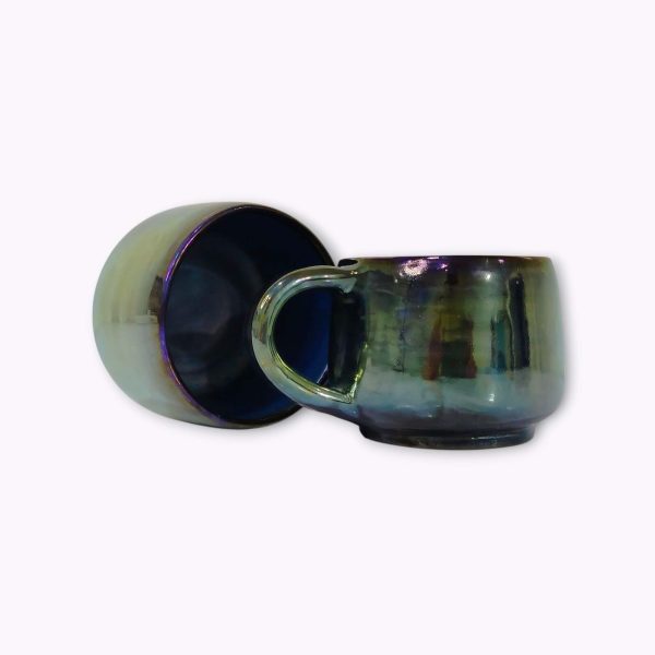 Large Iridescent Pottery Tea Mugs
