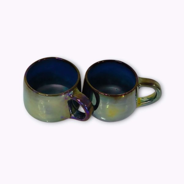 Large Iridescent Pottery Tea Mugs