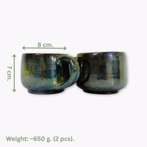 Large Iridescent Pottery Tea Mugs