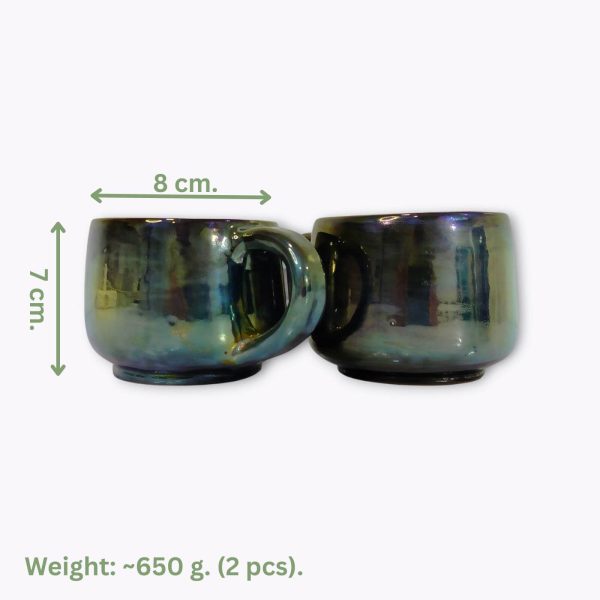 Large Iridescent Pottery Tea Mugs