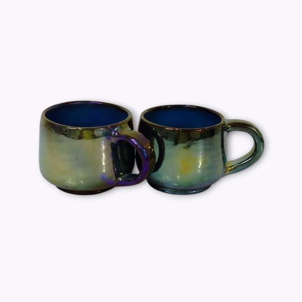 Large Iridescent Pottery Tea Mugs