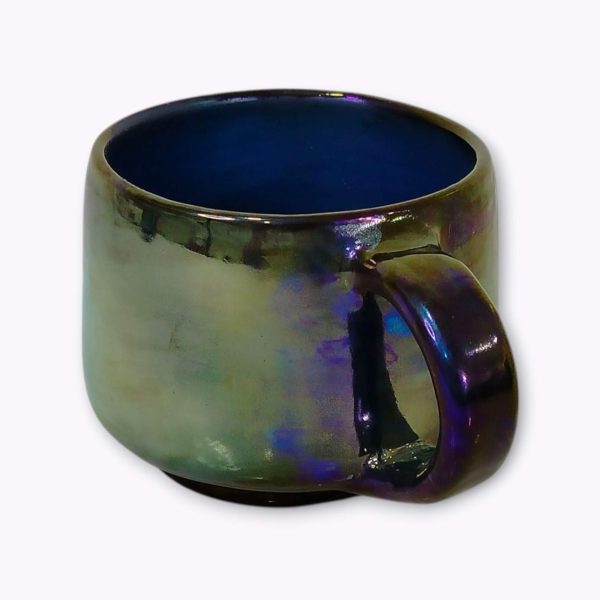 Large Iridescent Pottery Tea Mugs