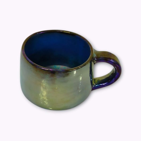 Large Iridescent Pottery Tea Mugs