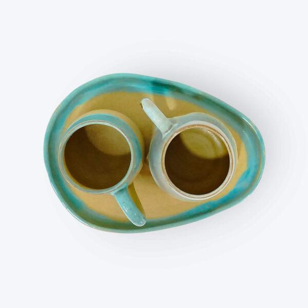 Ceramic Mugs with Serving Tray