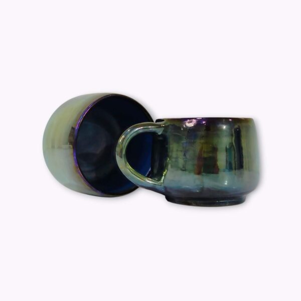 Large Iridescent Pottery Tea Mugs