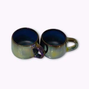 Large Iridescent Pottery Tea Mugs (2) Large Iridescent Pottery Tea Mugs