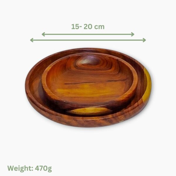 Round Wooden Plate Set (2)1 Round Wooden Plate Set