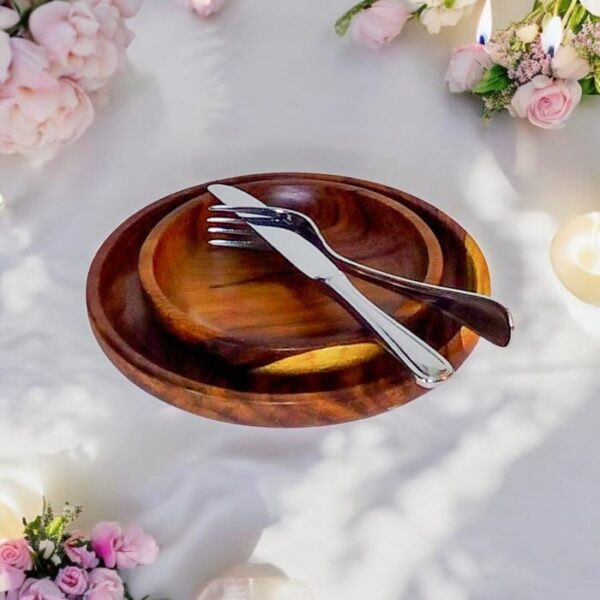 Round Wooden Plate Set (2)3 Round Wooden Plate Set