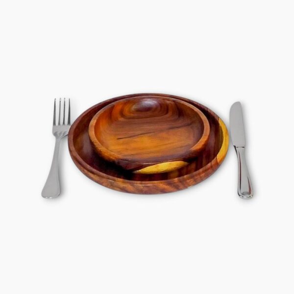 Round Wooden Plate Set (4) Round Wooden Plate Set